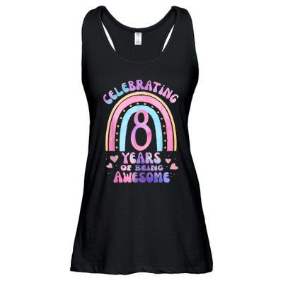 8th Birthday Girl Tie Dye 8 Years Of Being Awesome Bday Ladies Essential Flowy Tank