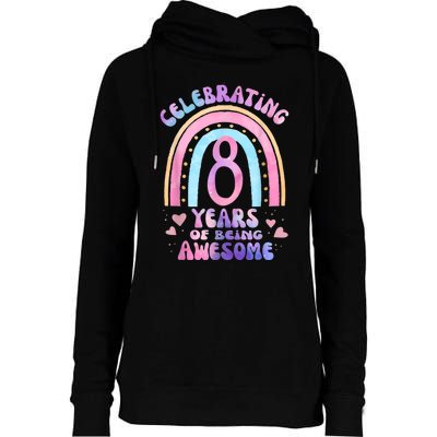 8th Birthday Girl Tie Dye 8 Years Of Being Awesome Bday Womens Funnel Neck Pullover Hood