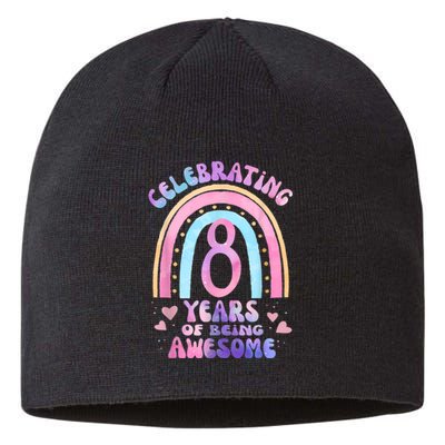 8th Birthday Girl Tie Dye 8 Years Of Being Awesome Bday Sustainable Beanie