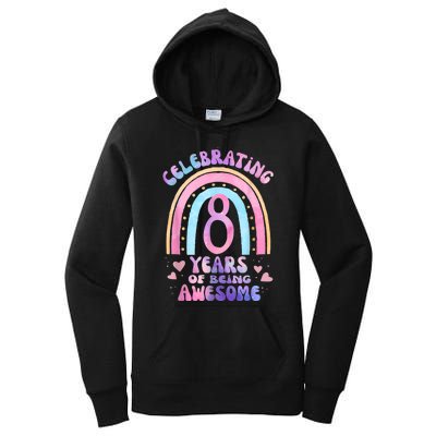 8th Birthday Girl Tie Dye 8 Years Of Being Awesome Bday Women's Pullover Hoodie