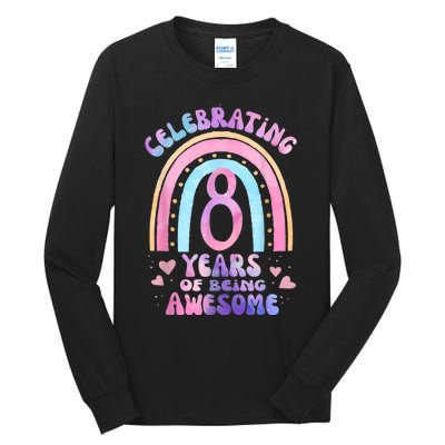 8th Birthday Girl Tie Dye 8 Years Of Being Awesome Bday Tall Long Sleeve T-Shirt