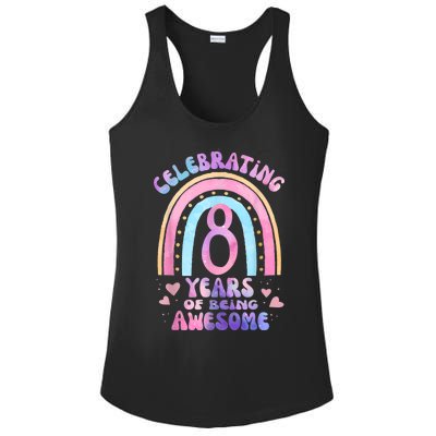 8th Birthday Girl Tie Dye 8 Years Of Being Awesome Bday Ladies PosiCharge Competitor Racerback Tank