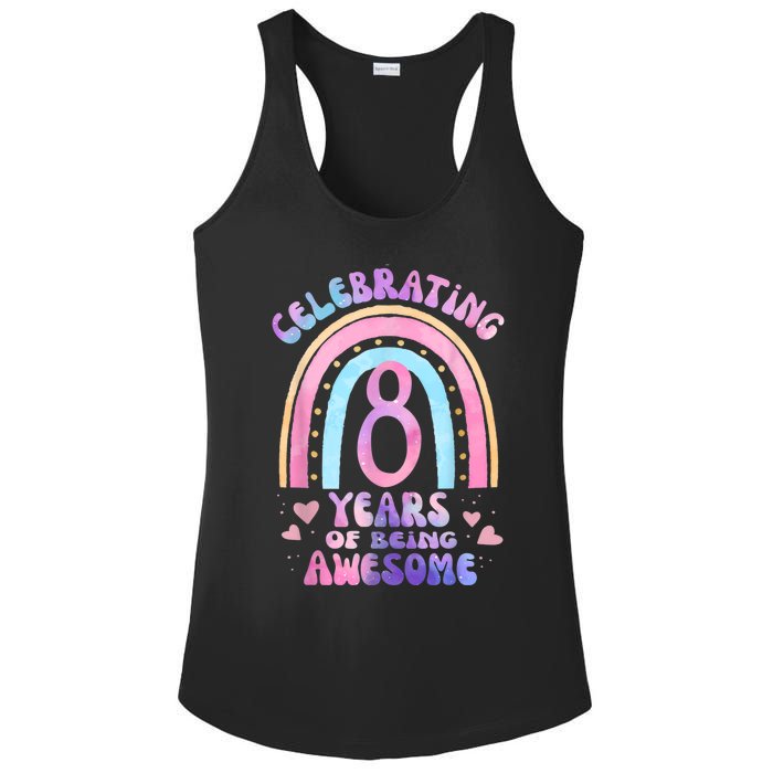 8th Birthday Girl Tie Dye 8 Years Of Being Awesome Bday Ladies PosiCharge Competitor Racerback Tank