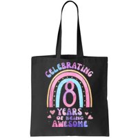 8th Birthday Girl Tie Dye 8 Years Of Being Awesome Bday Tote Bag