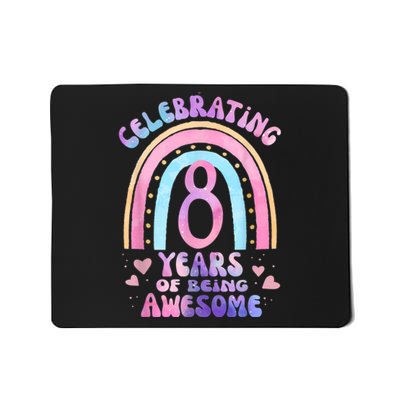 8th Birthday Girl Tie Dye 8 Years Of Being Awesome Bday Mousepad