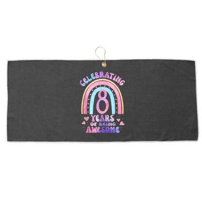 8th Birthday Girl Tie Dye 8 Years Of Being Awesome Bday Large Microfiber Waffle Golf Towel