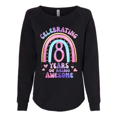 8th Birthday Girl Tie Dye 8 Years Of Being Awesome Bday Womens California Wash Sweatshirt