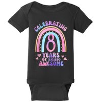 8th Birthday Girl Tie Dye 8 Years Of Being Awesome Bday Baby Bodysuit