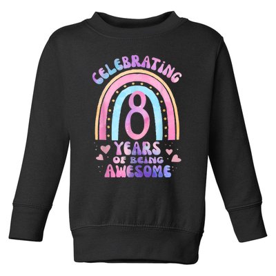 8th Birthday Girl Tie Dye 8 Years Of Being Awesome Bday Toddler Sweatshirt