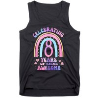 8th Birthday Girl Tie Dye 8 Years Of Being Awesome Bday Tank Top