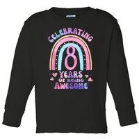 8th Birthday Girl Tie Dye 8 Years Of Being Awesome Bday Toddler Long Sleeve Shirt