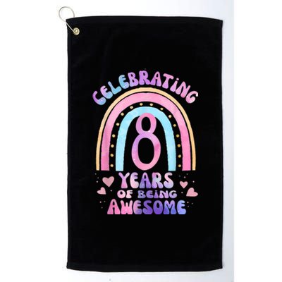 8th Birthday Girl Tie Dye 8 Years Of Being Awesome Bday Platinum Collection Golf Towel