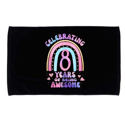 8th Birthday Girl Tie Dye 8 Years Of Being Awesome Bday Microfiber Hand Towel