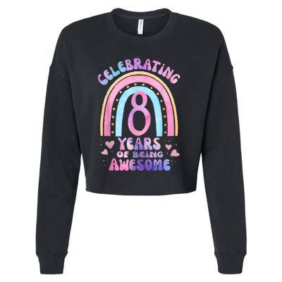 8th Birthday Girl Tie Dye 8 Years Of Being Awesome Bday Cropped Pullover Crew