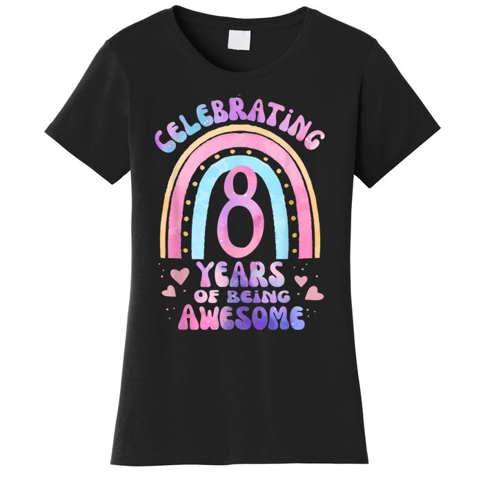 8th Birthday Girl Tie Dye 8 Years Of Being Awesome Bday Women's T-Shirt