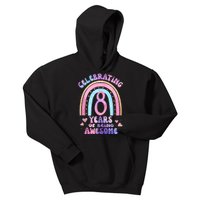 8th Birthday Girl Tie Dye 8 Years Of Being Awesome Bday Kids Hoodie