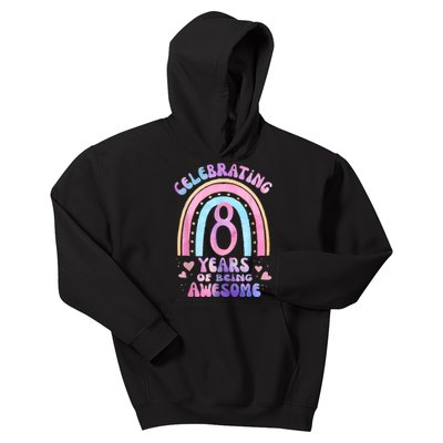 8th Birthday Girl Tie Dye 8 Years Of Being Awesome Bday Kids Hoodie