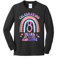 8th Birthday Girl Tie Dye 8 Years Of Being Awesome Bday Kids Long Sleeve Shirt