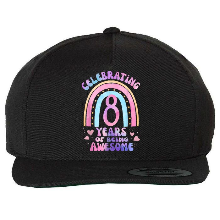 8th Birthday Girl Tie Dye 8 Years Of Being Awesome Bday Wool Snapback Cap