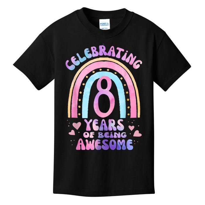 8th Birthday Girl Tie Dye 8 Years Of Being Awesome Bday Kids T-Shirt