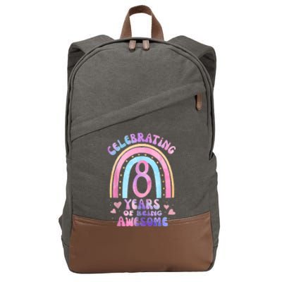 8th Birthday Girl Tie Dye 8 Years Of Being Awesome Bday Cotton Canvas Backpack