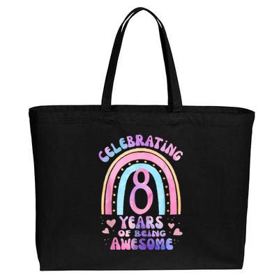 8th Birthday Girl Tie Dye 8 Years Of Being Awesome Bday Cotton Canvas Jumbo Tote