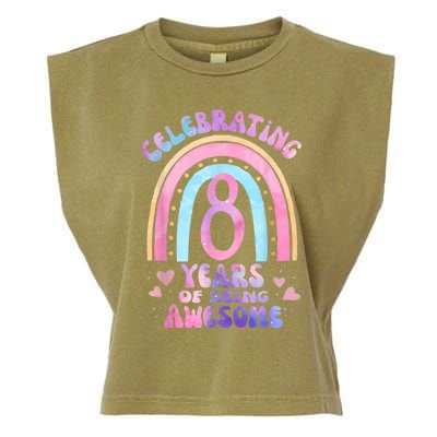 8th Birthday Girl Tie Dye 8 Years Of Being Awesome Bday Garment-Dyed Women's Muscle Tee