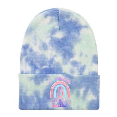 8th Birthday Girl Tie Dye 8 Years Of Being Awesome Bday Tie Dye 12in Knit Beanie