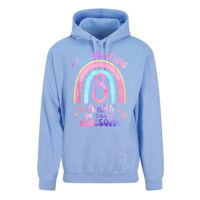 8th Birthday Girl Tie Dye 8 Years Of Being Awesome Bday Unisex Surf Hoodie