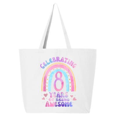 8th Birthday Girl Tie Dye 8 Years Of Being Awesome Bday 25L Jumbo Tote