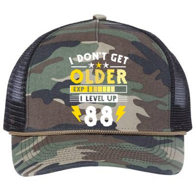 88th Birthday I Dont Get Older I Level Up 88 Years Gift Retro Rope Trucker Hat Cap