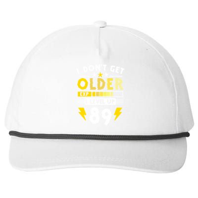 89th Birthday I Dont Get Older I Level Up 89 Years Cool Gift Snapback Five-Panel Rope Hat