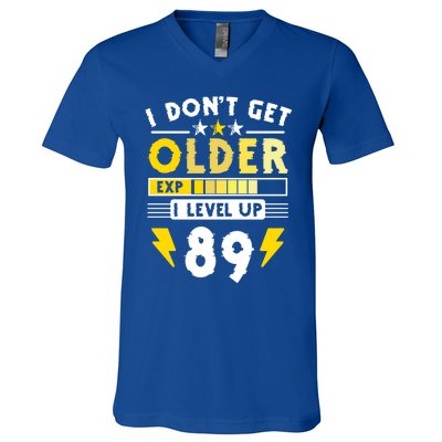 89th Birthday I Dont Get Older I Level Up 89 Years Cool Gift V-Neck T-Shirt