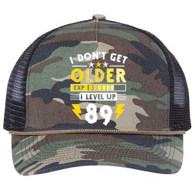 89th Birthday I Dont Get Older I Level Up 89 Years Cool Gift Retro Rope Trucker Hat Cap