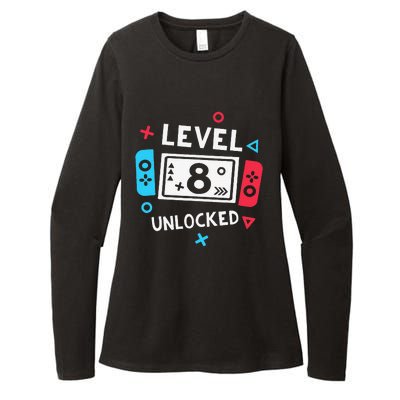 8th Birthday Level 8 Unlocked Video Game Party Womens CVC Long Sleeve Shirt