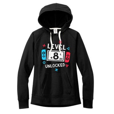 8th Birthday Level 8 Unlocked Video Game Party Women's Fleece Hoodie