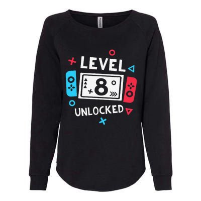 8th Birthday Level 8 Unlocked Video Game Party Womens California Wash Sweatshirt