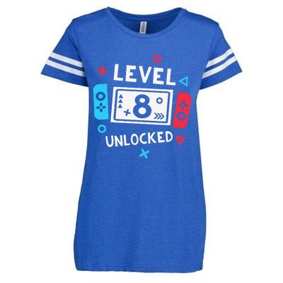 8th Birthday Level 8 Unlocked Video Game Party Enza Ladies Jersey Football T-Shirt