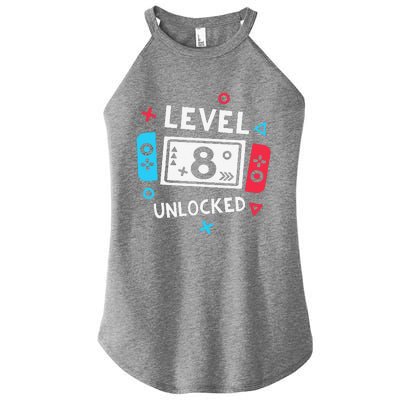 8th Birthday Level 8 Unlocked Video Game Party Women's Perfect Tri Rocker Tank