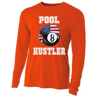 8 Ball Pool Hustler Billiards Funny Gift Pool Player Great Gift Cooling Performance Long Sleeve Crew