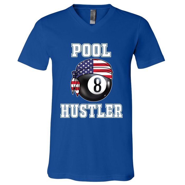 8 Ball Pool Hustler Billiards Funny Gift Pool Player Great Gift V-Neck T-Shirt