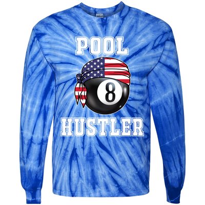 8 Ball Pool Hustler Billiards Funny Gift Pool Player Great Gift Tie-Dye Long Sleeve Shirt