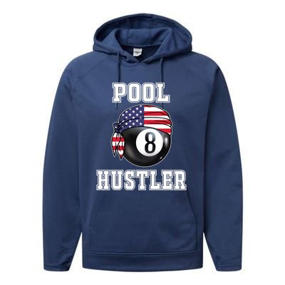 8 Ball Pool Hustler Billiards Funny Gift Pool Player Great Gift Performance Fleece Hoodie