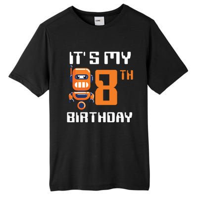 8th Birthday Party Robot 8 Year Old Robotics Boy Tall Fusion ChromaSoft Performance T-Shirt