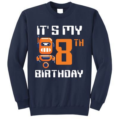 8th Birthday Party Robot 8 Year Old Robotics Boy Sweatshirt