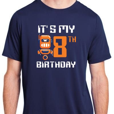 8th Birthday Party Robot 8 Year Old Robotics Boy Adult ChromaSoft Performance T-Shirt