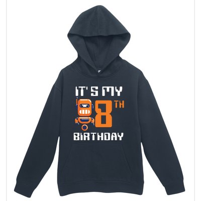 8th Birthday Party Robot 8 Year Old Robotics Boy Urban Pullover Hoodie