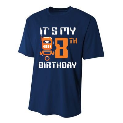 8th Birthday Party Robot 8 Year Old Robotics Boy Performance Sprint T-Shirt