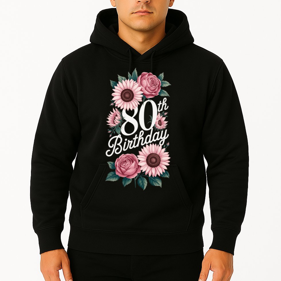 80th Birthday Party Floral Pink Eighty Years Old Hoodie