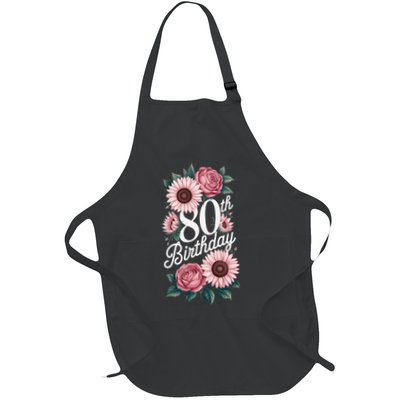 80th Birthday Party Floral Pink Eighty Years Old Apron